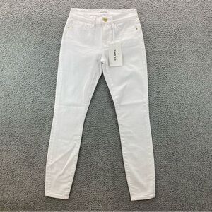 Frame Denim Le Skinny de Jeanne Women's White Mid-Rise Ankle Jeans | Size: 25